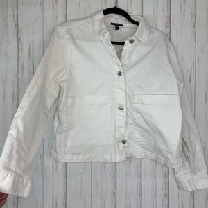 Eileen Fisher White Jean Jacket Small